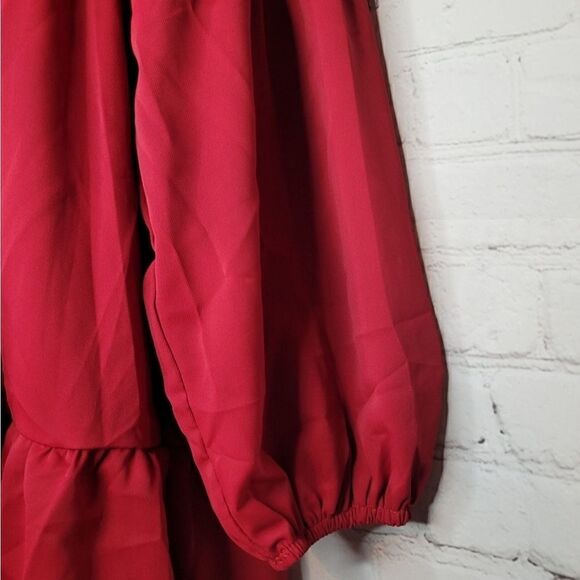 Long Sleeves V Neck Tiered Dress Small - Picture 4 of 5